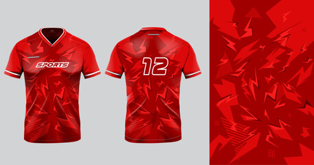 Sport jersey template mockup grunge abstract design for football soccer, racing, gaming, red color