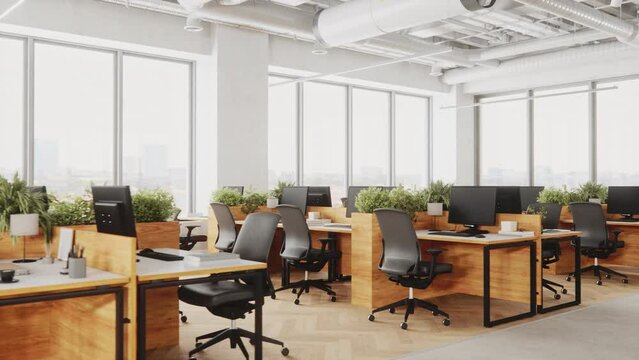 Empty Modern Office Space With Furniture