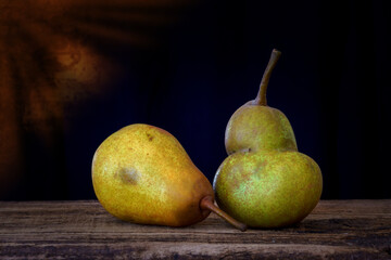 garden pears slightly deformed and marked