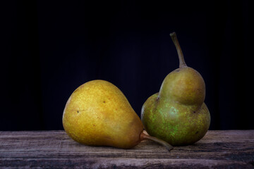 garden pears slightly deformed and marked