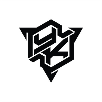 recommend clip art: YK Logo monogram hexagon shape with triangle outline gaming style design