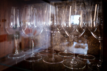 Wineglasses in cabinet