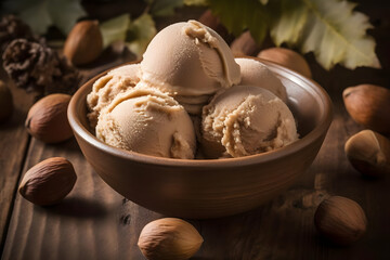 sweet, creamy chestnut ice cream in winter season