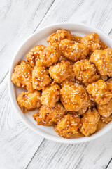 Bowl of orange chicken