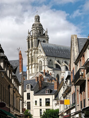 Town of Blois with the bell tower of Saint Louis Cathedral. Blois is a commune and the capital city of Loir-et-Cher department in Centre-Val de Loire in France