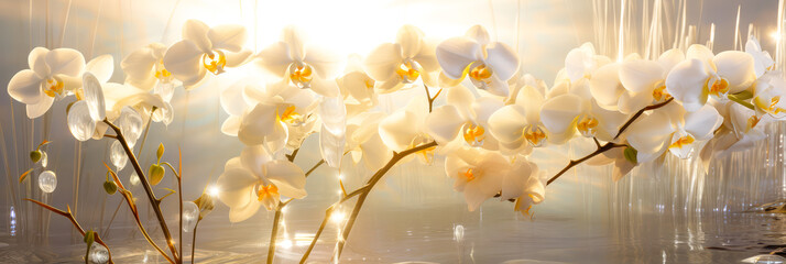 Orchideen in Sonnenlicht. Generiert mit KI