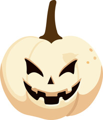 Halloween white pumpkin Jack lantern isolated on white background