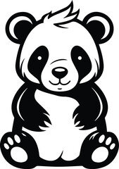 Naklejka premium Bear Sitting Logo Monochrome Design Style
