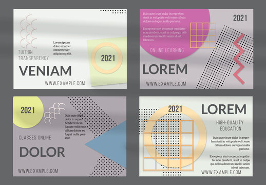 Flyer Layout with Paper Cut Simple Layered Geometric Shapes