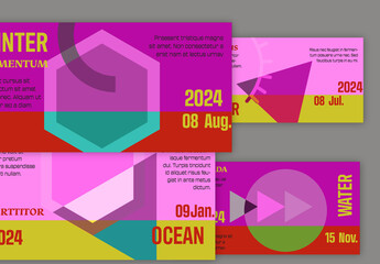 Web Banner Simple Overlapping Geometrical Shapes Bright Color