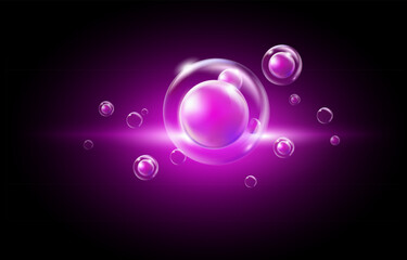 Pink molecule dna cell on a glowing background. Vector illustration 3d file.