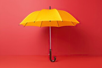 Open umbrella on an isolated background of red and yellow color. - obrazy, fototapety, plakaty