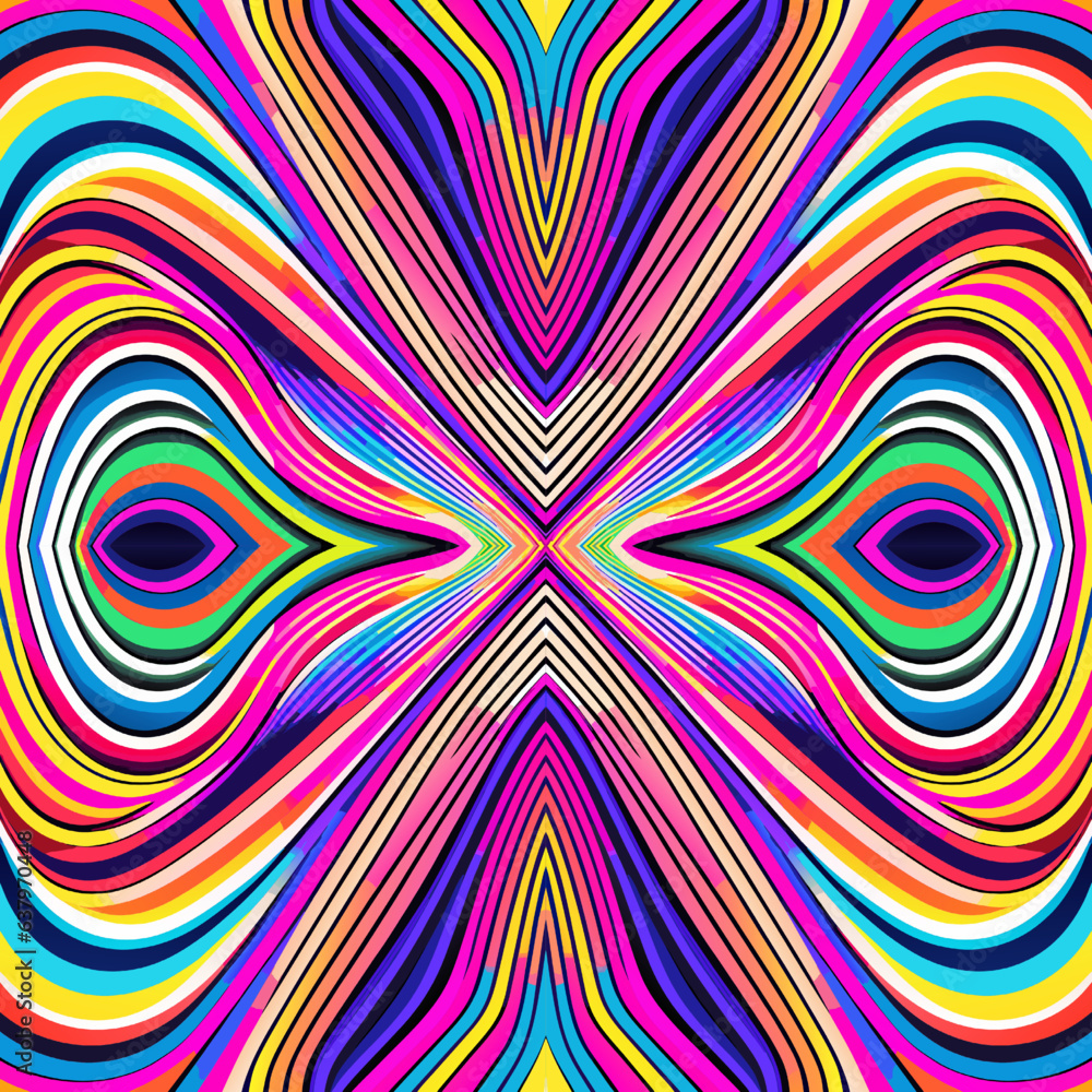 Poster psychedelic abstract pattern in bright colors. psychedelic background.