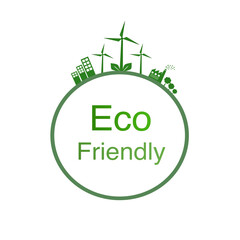 Isolated eco-friendly icon, Green energy logo design, Save the environtment and the planet by clean power concept.