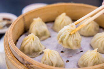 Chinese style steamed soup bun in restaurant