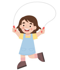 Illustration of little girl playing jump rope