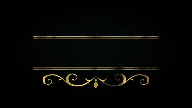 Luxury gold title border background. Black abstract text banner. Blank vip backdrop with golden frame. Copy space for casino royal or grand hotel logo