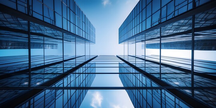 a tall building with a blue sky in the background, pexels contest winner, glass reflections, low angle 8k hd nature photo, on a dark background, three - point perspective, transparent background