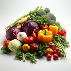 Fresh vegetables on a white background