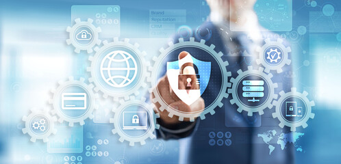 Cyber security, Information privacy, Data protection. Internet and technology concept on virtual screen.