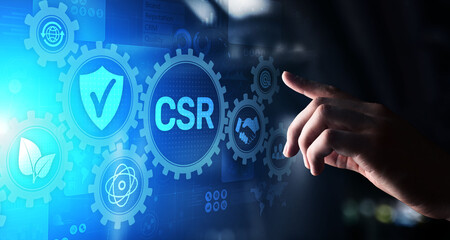 CSR Corporate social responsibility business technology concept on virtual screen.