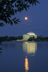 Supermoon and Jefferson Memorial Reflected in the Tidal Basin