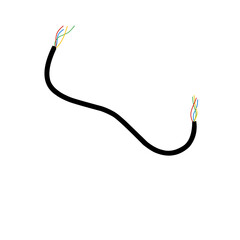 Damaged electrical wires isolated with rubber covers