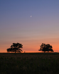 Waxing Crescent Moon at Sunset in Big Meadows
