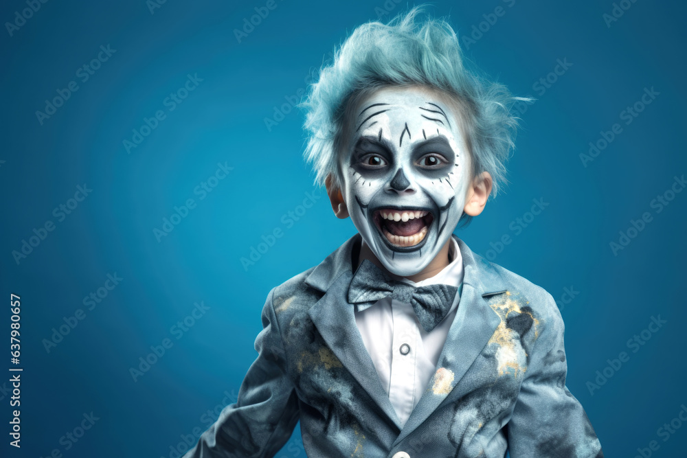 Wall mural boy make up as evil for halloween party