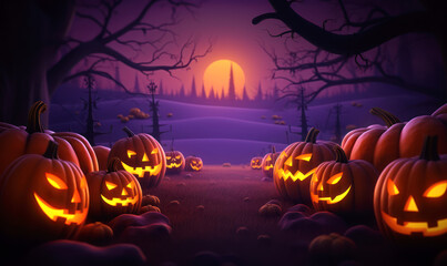 halloween pumpkin in dark night