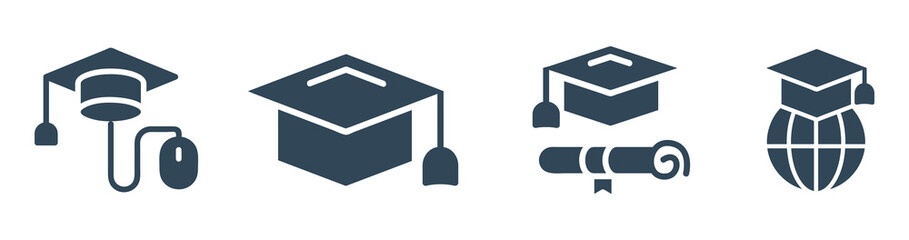 Diploma education icon. Graduation cap sign and symbol vector