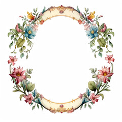 oval frame of flowers for a postcard, poster