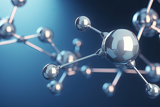 Abstract molecular structure. Science laboratory background, Atom molecular structure, 3D illustration of molecule and atom model for science background