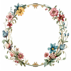 oval frame of flowers for a postcard, poster