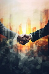 Business partnership meeting. Closeup handshake abstract background, deal