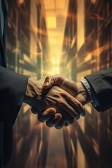 Fototapeta na wymiar Business partnership meeting. Closeup handshake abstract background, deal