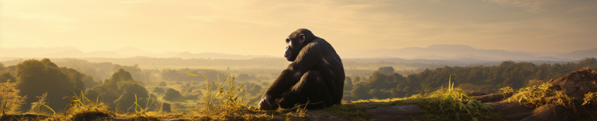 A Banner Photo of a Chimpanzee in Nature
