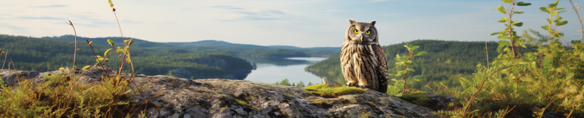 Obraz premium A Banner Photo of a nn Owl in Nature