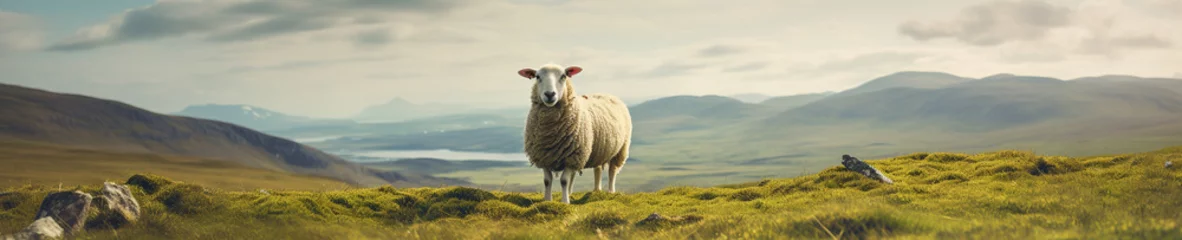 Fototapeten A Banner Photo of a Sheep in Nature © Nathan Hutchcraft