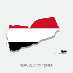 Fototapeta premium Yemen map and flag. Detailed silhouette vector illustration 