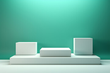 3d rendered illustration of pedestals, product mockup,display,blue