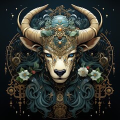 Taurus zodiac sign constellation astrological concept background. Image of the zodiac Leo with astrology horoscopes symbol