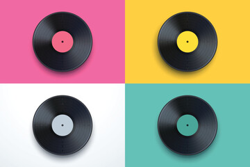 front view vinyl records in colorful set - 637986629