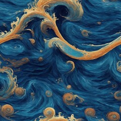 Pattern Celestial Dreams: Vangogh-inspired Abstract Illustration with Classic Color Palette