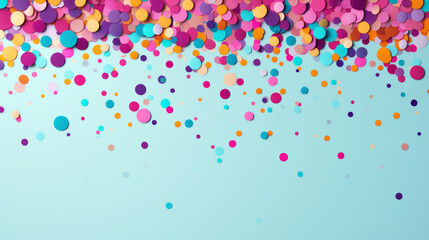 Solid colored background with scattered confetti