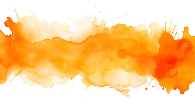 orange watercolor stain on transparent background