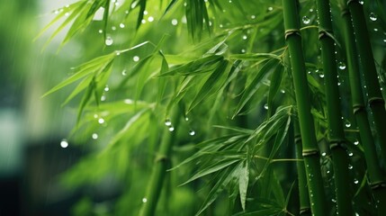 The green bamboo is swaying in the wind, hidden exposure method. Generative AI