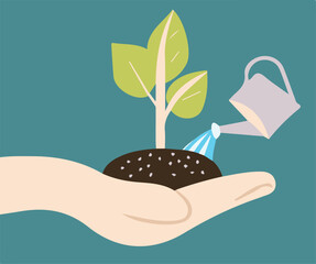 Hand Watering Tree with Watering Can
