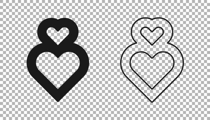 Black Heart icon isolated on transparent background. Romantic symbol linked, join, passion and wedding. Happy Valentines day. Vector