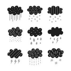 Poster Set of Scandinavian rainy, snowy, storm clouds. © Minur